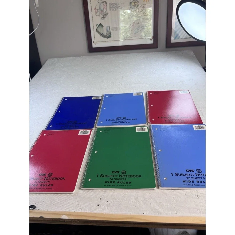 Vintage 1999 CVS Pharmacy 1 Subject Wide Ruled Spiral Notebook Lot  6 NOS School